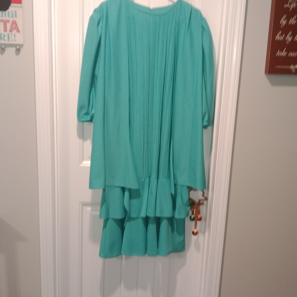 Sandi Deel Teal Dress with Attached Jacket